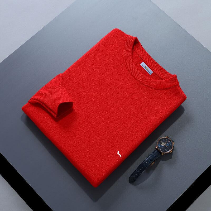 Jauns rudens ziemas vīriešu džemperis, mīksts, 100% kokvilnas, uztur siltumu, trikotāžas Harmont izšuvumi ar O veida kakla izgriezumu garām piedurknēm, vienkrāsaini džemperi