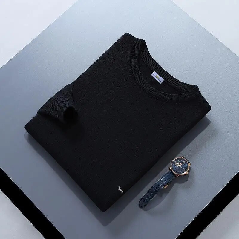 Jauns rudens ziemas vīriešu džemperis, mīksts, 100% kokvilnas, uztur siltumu, trikotāžas Harmont izšuvumi ar O veida kakla izgriezumu garām piedurknēm, vienkrāsaini džemperi