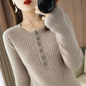 Sügistalvine naiste kampsun O-kaelusega soojad pulloverid Korea pikkade varrukatega lihtsad topid Slim Fit alumine särk Suure venitusega džemprid