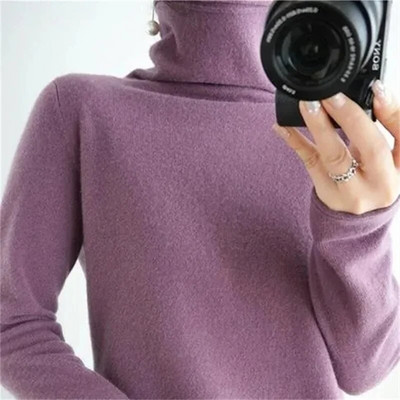 Merino vilnas sieviešu džemperis, 2023. gada rudens un ziemas jauns modes sieviešu džemperis, silts džemperis ar apkakli