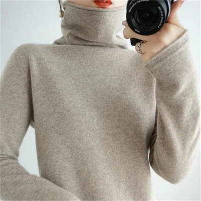 Merino vilnas sieviešu džemperis, 2023. gada rudens un ziemas jauns modes sieviešu džemperis, silts džemperis ar apkakli