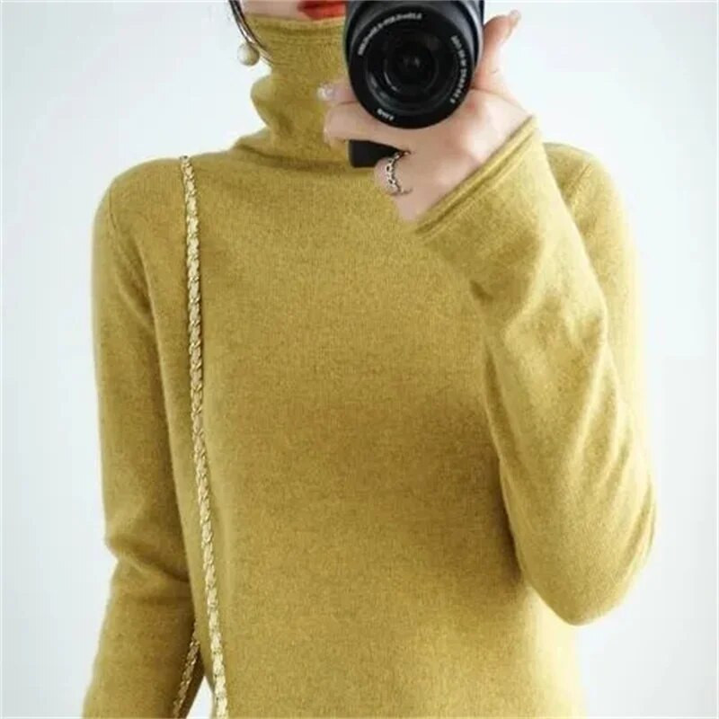 Merino vilnas sieviešu džemperis, 2023. gada rudens un ziemas jauns modes sieviešu džemperis, silts džemperis ar apkakli