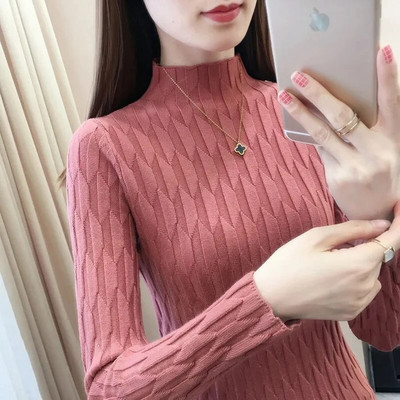 2023. gada rudens ziemas džemperis ar biezu apkakli sieviešu trikotāžas džemperi ar garām piedurknēm, tievs džemperis, mīksts, silts sieviešu džemperis