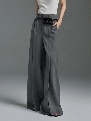 Дамски официални панталони Freeacy с висока талия и широки крачоли Дълги до пода разделени панталони за офис дамски ежедневни долнища