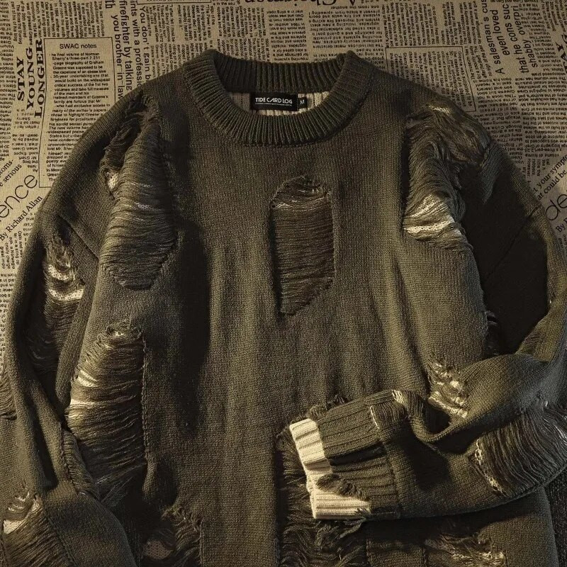 Ameerika uus Retro Hole Fake Two kampsunid meestele ja naistele Y2k tänavarõivad High Street Fashion punk stiilis vaba vabaaja kampsun