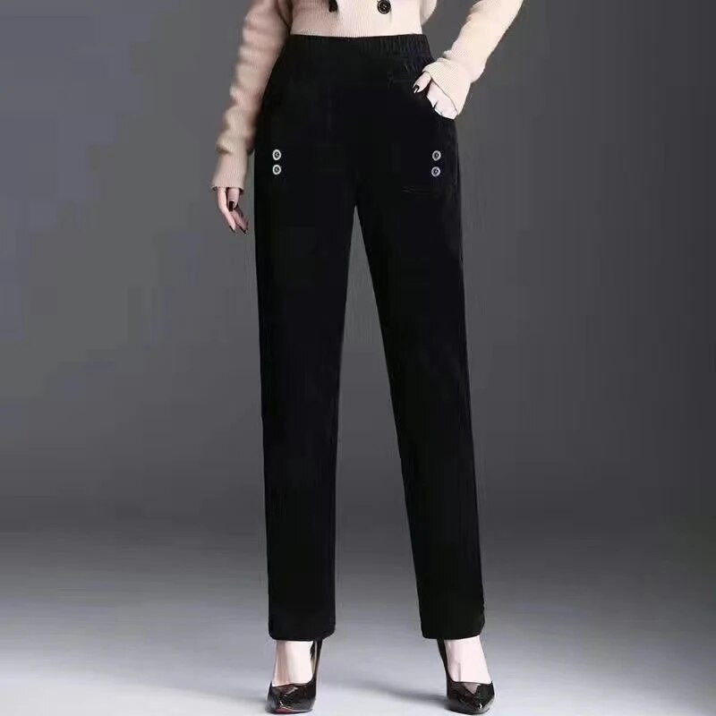 Mamma Velvet Taisnas Bikses Līdz potītei Sieviešu ikdienišķs Liels Izmērs 5xl Baggy Pantalones ar augstu vidukli Šiks Harēms sporta bikses, brīvas bikses