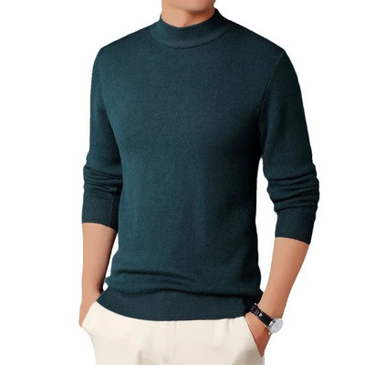 Puloveri Mock Neck Vīriešu Kašmira džemperis Ziemas Valkā Plāns Apakškrekls Vīriešu Apģērbs Masīvs Garās Piedurknes Trikotāžas Džemperi Vīriešiem