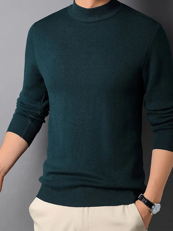 Puloveri Mock Neck Vīriešu Kašmira džemperis Ziemas Valkā Plāns Apakškrekls Vīriešu Apģērbs Masīvs Garās Piedurknes Trikotāžas Džemperi Vīriešiem