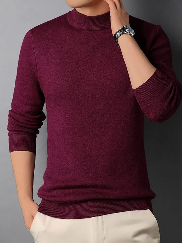 Puloveri Mock Neck Vīriešu Kašmira džemperis Ziemas Valkā Plāns Apakškrekls Vīriešu Apģērbs Masīvs Garās Piedurknes Trikotāžas Džemperi Vīriešiem
