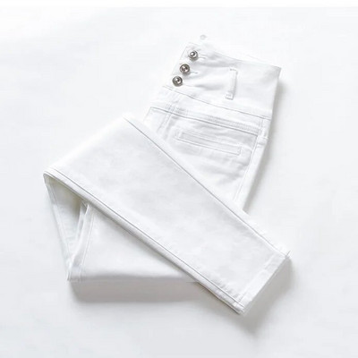 Lielizmēra 5XL džinsi ar augstu vidukli Sieviešu modes, elastīgi, izdilis Vaqueros, melns, balts, tievs zīmuļu bikses potītes garumā, džinsa legingi