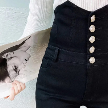 Γυναικεία 2023 Νέο Σούπερ ψηλόμεσο Stretch Skinny Jeans Slim Button Fly Pencil Denim Pants Design Fashion Beige Legging Vaqueros