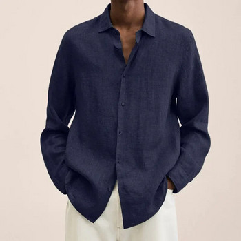 Извънгабаритни S-5XL Мъжки памучни ленени блузи, летни, пролетни блузи с дълги ръкави, блуза за работа в офиса, ризи SZE-ST22071