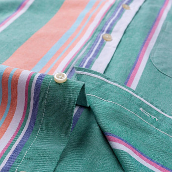 Ежедневна мъжка риза на райе от 100% памук Оксфорд, един кръпка, джоб и дълъг ръкав, стандартни удобни карирани ризи с копчета