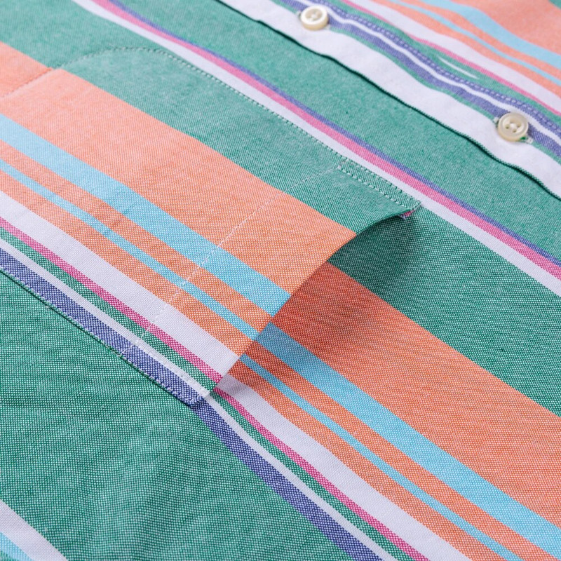 Ανδρικό 100% βαμβακερό ριγέ πουκάμισο Oxford με μονό μακρύ μανίκι τσέπη, κανονική εφαρμογή, άνετο καρό πουκάμισο με κουμπιά