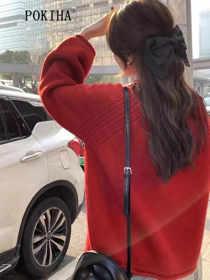 Pokiha moe naiste uus elegantne vabaaja massiivne lahtine kootud kampsun vintage O-kaelusega pikkade varrukatega naiste pulloverid šikk džemper