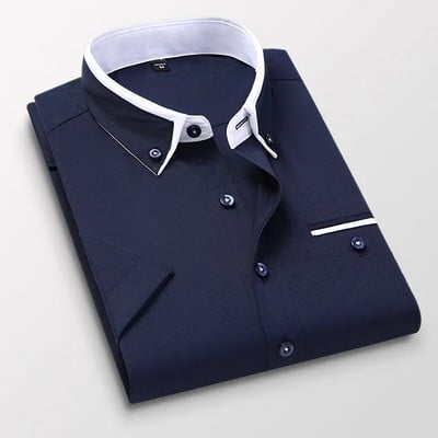 TFETTER nyári üzleti ing Férfi rövid ujjú gombos ing Lehúzható gallérral Alkalmi ingek Férfi ruházat Nagy méretű 5XL