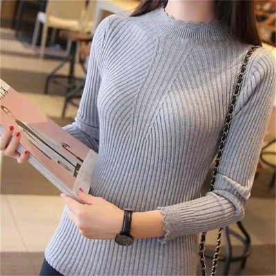 Sieviešu džemperis 2023. gada rudens ziemas džemperi, trikotāžas, masīvs, mīksts kašmira pulovers ar garām piedurknēm apakšmalu Trikotāžas krekli Topi