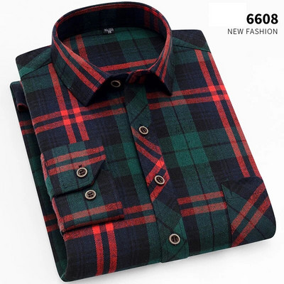 2022 őszi új elegáns alkalmi férfi flanel kockás ing márka Férfi üzleti irodai hosszú ujjú ing Kiváló minőségű ruhák