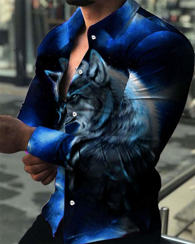 Vertigo Havaju krekli Grafiski 3D apdrukas krekli Vīriešu modes krekli ar garām piedurknēm pludmales blūze Kubas atloks Krekli Vīriešu apģērbi