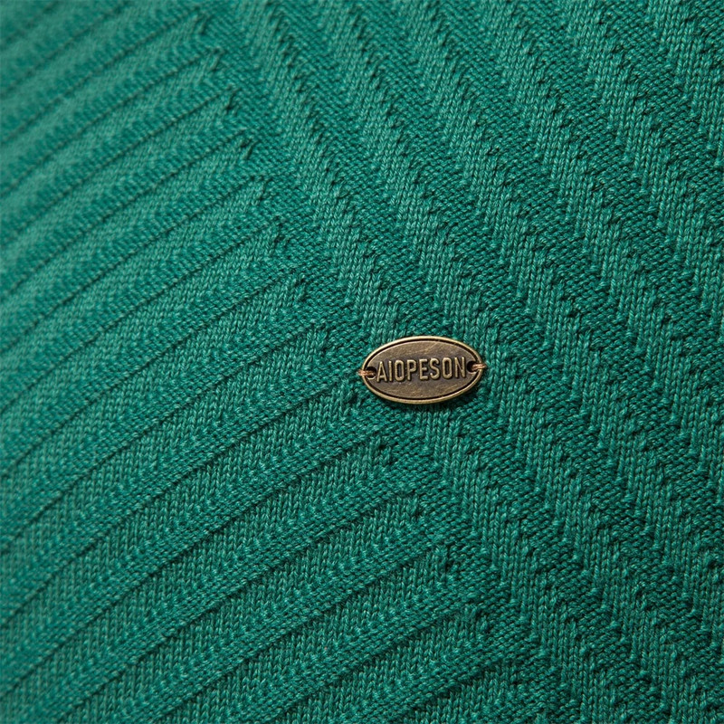 AIOPESON egyszínű pamut férfi pulóver csíkos O-nyakú kötött pulóver férfiaknak alkalmi kiváló minőségű új téli férfi pulóver