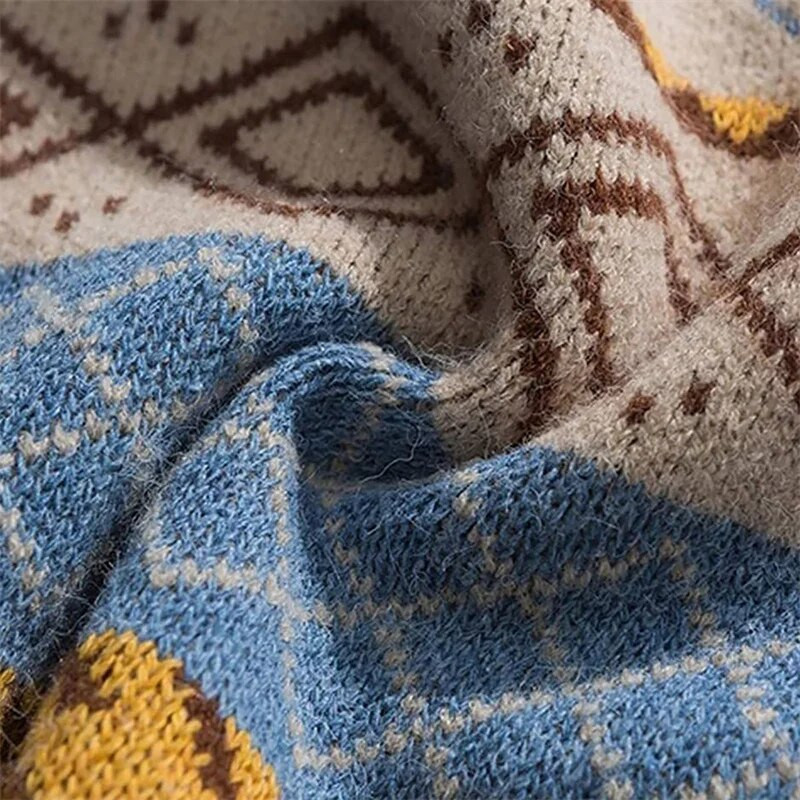 Πουλόβερ κασμίρι για άνδρες Μεγάλο ριγέ με στρογγυλή λαιμόκοψη πουλόβερ μόδας Lazy στυλ ρετρό casual Harajuku πλεκτό πουλόβερ Unisex