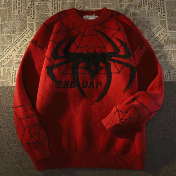 American Vintage Tide Brand Spider Hole Sweater Женски зимен топъл плетен пуловер Oversized Y2k Harajuku Hip Hop Мъжко облекло