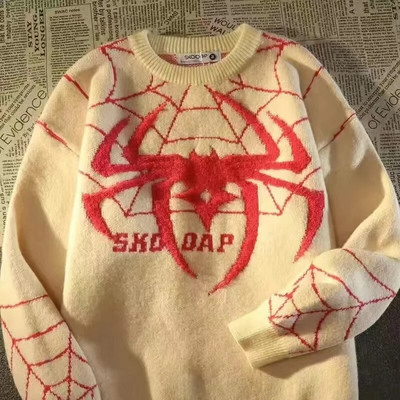 American Vintage Tide Zīmols Spider Hole džemperis Sieviešu ziemas silts trikotāžas džemperis Lielizmēra Y2k Harajuku Hip Hop vīriešu apģērbs