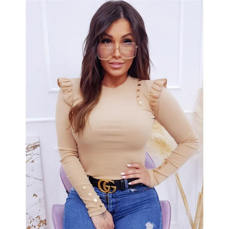 Rudens un ziemas 2022. gada jauns sieviešu džemperis ar šauru kakla pogu, dekorēts ar garām piedurknēm trikotāžas krekla ielas kleita