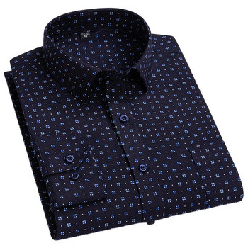 BAMBOOPLE Мъжки ежедневни ризи с дълъг ръкав Модни щампи Standard Fit Button Меки ризи за мъже Офис Бизнес Нов AEchoice