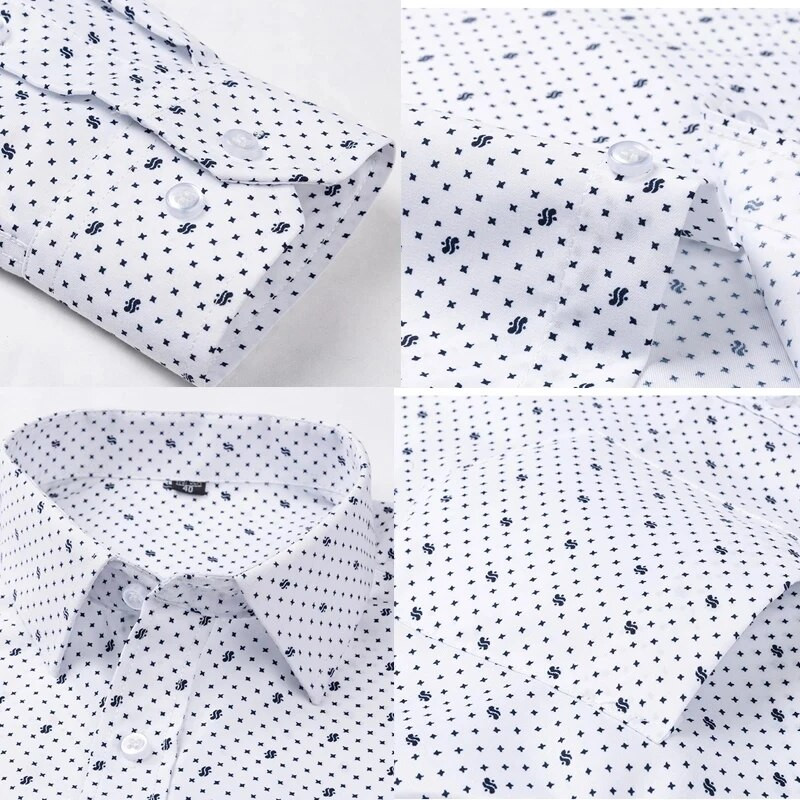 BAMBOOPLE Vīriešu ikdienas krekli ar garām piedurknēm Modes apdruka Standarta Fit Button Mīkstie krekli Vīrietim Biroja biznesam New AEchoice