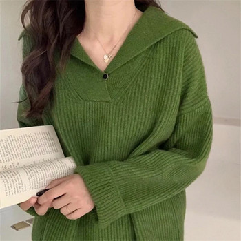 Γυναικεία πουλόβερ με κάζουαλ 2023 Φθινόπωρο Χειμώνας Νέα μακρυμάνικα μπλουζάκια πουλόβερ Κορεατικά φαρδιά πλεκτά πουλόβερ