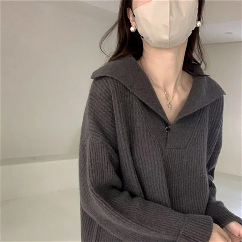 Hétköznapi női pulóverek, 2023. ősz, tél, új, hosszú ujjú felsők, pulóverek, koreai laza, kötött pulóver