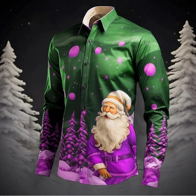 Jauns Ziemassvētku vecīša Ziemassvētku vīriešu krekls Ziemassvētku krekls ar garām piedurknēm Ziemassvētku dāvanu ballīte ģimenes brīvdienu vīriešu apģērbi modes topi