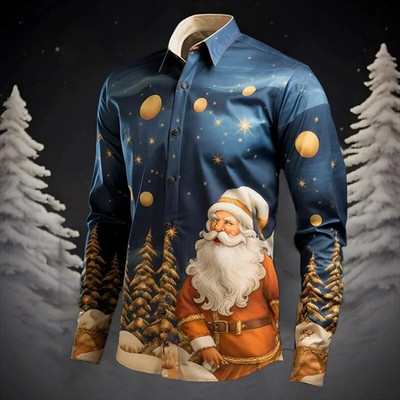 Jauns Ziemassvētku vecīša Ziemassvētku vīriešu krekls Ziemassvētku krekls ar garām piedurknēm Ziemassvētku dāvanu ballīte ģimenes brīvdienu vīriešu apģērbi modes topi