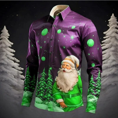 Jauns Ziemassvētku vecīša Ziemassvētku vīriešu krekls Ziemassvētku krekls ar garām piedurknēm Ziemassvētku dāvanu ballīte ģimenes brīvdienu vīriešu apģērbi modes topi