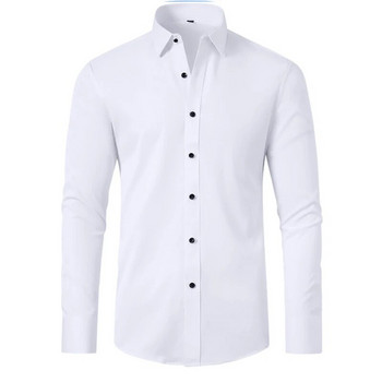 6XL Пролетна и есенна социална бизнес свободно време Slim Fit Тънка чисто бяла мъжка риза с голям ръкав Модна и лесна за носене