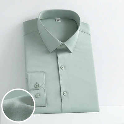 Zīmola Wine Red bambusa šķiedras vīriešu kleitu krekli Slim Fit garām piedurknēm Chemise Homme ikdienas pogām, elastīgs, formāls vīriešu krekls