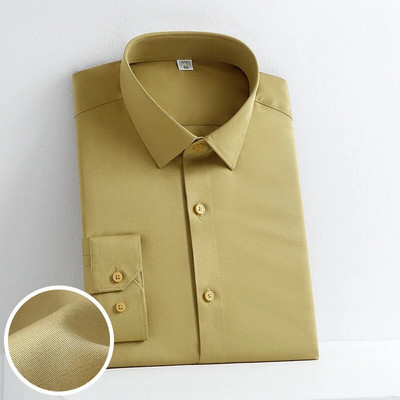 Zīmola Wine Red bambusa šķiedras vīriešu kleitu krekli Slim Fit garām piedurknēm Chemise Homme ikdienas pogām, elastīgs, formāls vīriešu krekls