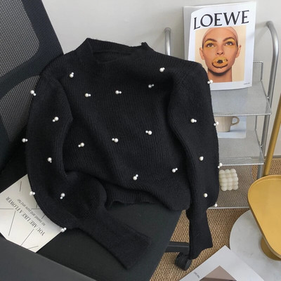 Elegants sieviešu džemperis ar O veida kakla izgriezumu, 2023. gada rudens ziemas ziemas biezums, mīksts dibens, trikotāžas džemperis, modes brīvs, garām piedurknēm