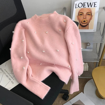 Elegants sieviešu džemperis ar O veida kakla izgriezumu, 2023. gada rudens ziemas ziemas biezums, mīksts dibens, trikotāžas džemperis, modes brīvs, garām piedurknēm