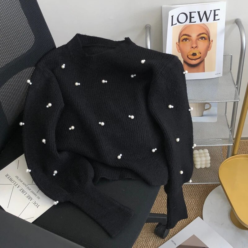 Elegants sieviešu džemperis ar O veida kakla izgriezumu, 2023. gada rudens ziemas ziemas biezums, mīksts dibens, trikotāžas džemperis, modes brīvs, garām piedurknēm