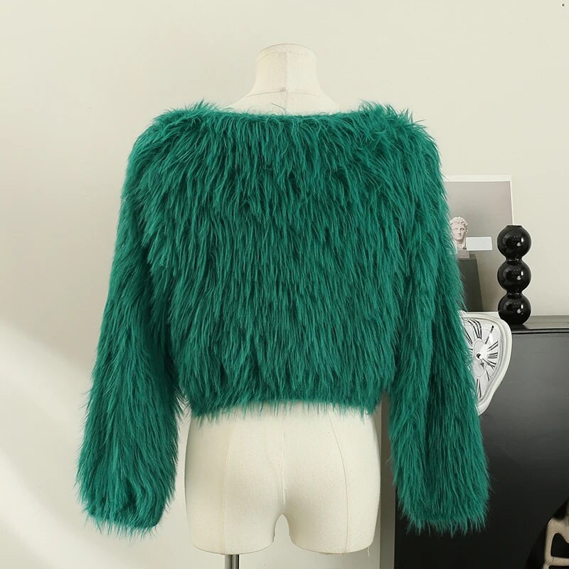 Πουλόβερ πουλόβερ για Γυναικεία Φθινόπωρο Χειμώνας 2023 Νέα Lazy Loose βελούδινα απαλά κολλώδη πλεκτά κοντό πουλόβερ ώμου