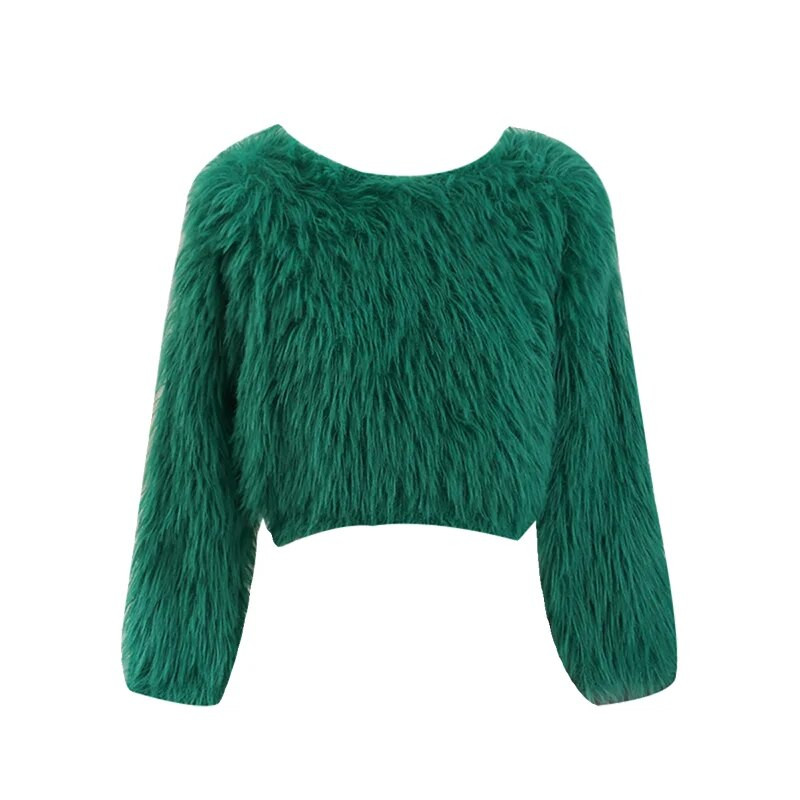 Πουλόβερ πουλόβερ για Γυναικεία Φθινόπωρο Χειμώνας 2023 Νέα Lazy Loose βελούδινα απαλά κολλώδη πλεκτά κοντό πουλόβερ ώμου