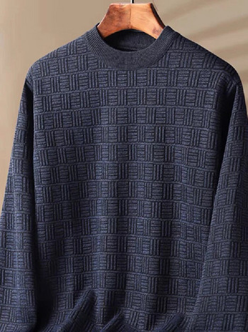 Γραφείο ανδρικό πουλόβερ πουλόβερ μπλούζα με παχιά λαιμόκοψη Ο με μακρυμάνικο ζεστό πλεκτό ρούχο Νέο υψηλής ποιότητας casual ανδρικό τοπ σε διαστάσεις