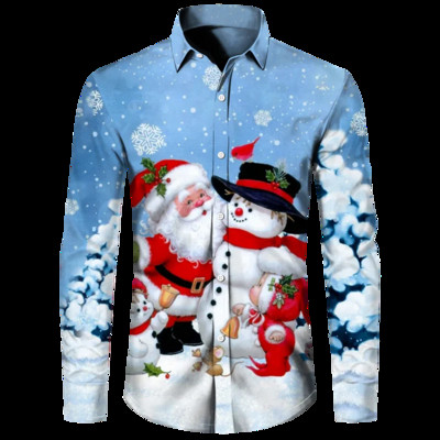 Hawaii karácsonyi témájú Mikulás fa póló férfiaknak Alkalmi vintage felsők 3d nyomtatott virágos hosszú ujjú ruházat ünnepek Y2k