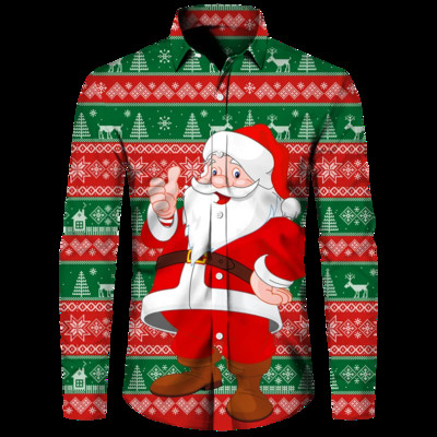 Hawaii karácsonyi témájú Mikulás fa póló férfiaknak Alkalmi vintage felsők 3d nyomtatott virágos hosszú ujjú ruházat ünnepek Y2k