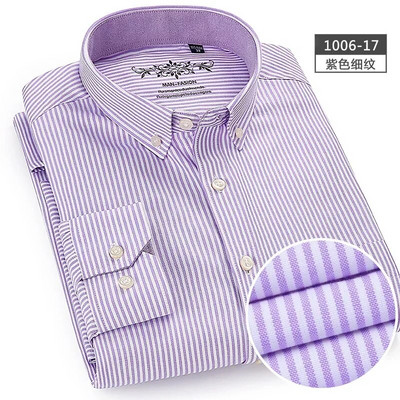 Vīriešu ar garām piedurknēm Oksfordas rūtains svītrains ikdienas krekls Vīriešu dizaineru apģērbi ar pogu uz leju apkakles biezi darba krekli un blūzes