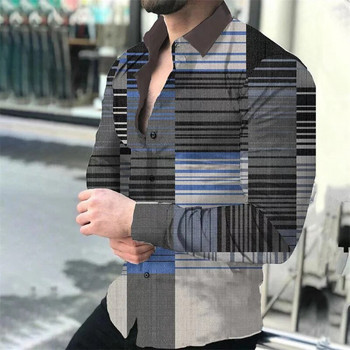 Мъжка риза Творчески цветен костюм с ревери с дълъг ръкав Моден ежедневен 2023 г. Нов дизайнерски дизайн Мек удобен материал