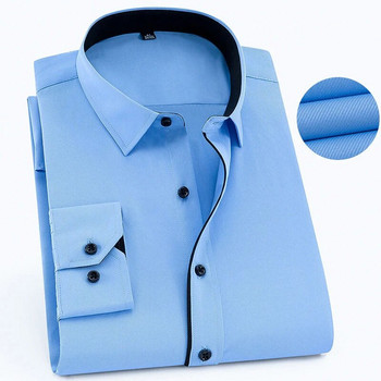 Плюс размер 9XL 8XL 7XL Мъжка бизнес ежедневна риза с дълги ръкави Класически райета Мъжка социална рокля Парти смокинг ризи Бяло синьо