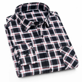 Качествена фланелена карирана мъжка риза, памук, пролет, есен, ежедневни ризи с дълги ръкави, меки, удобни, тънки дрехи с копчета